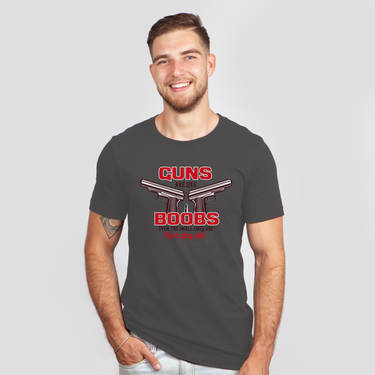 guns are like boobs dark gray shirt - colored